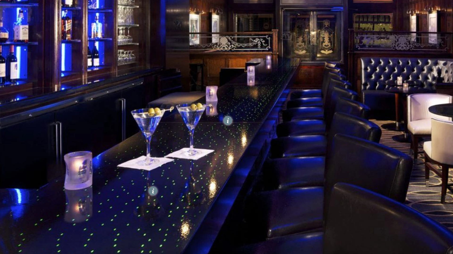 Photo of edge-lit LED bar top by Sensitile Systems