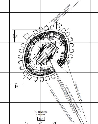 Architectural plan showing multiple glycol draft beer trunk lines