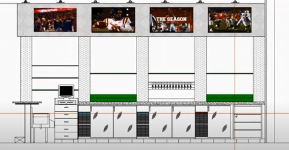 Architectural drawing of back bar with beer wall and alcohol displays
