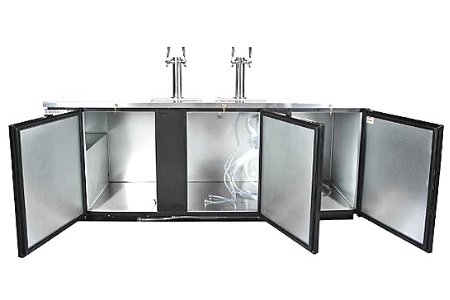 PHOTO OF BEVERAGE-AIR TRADITIONAL KEGERATOR WITH DOORS OPEN