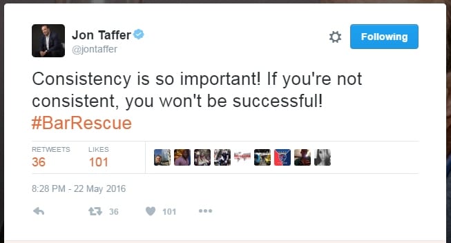 Jon Taffer Tweet about setting your bar staff up for success
