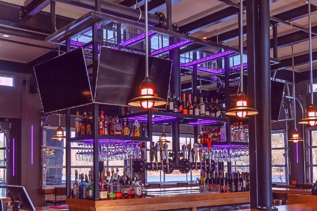 Photo of custom inverted draft beer tower installation