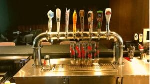 A custom draft beer kegerator