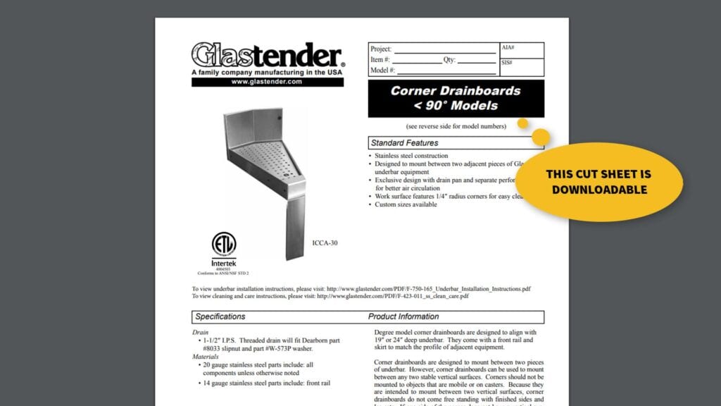 Image of Glastender angular drainboards for circular bar design