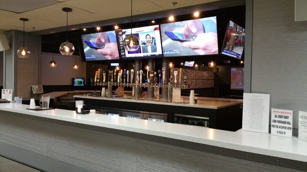 Photo of redesigned walk-up bowling alley bar